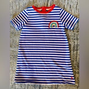 Joules Girl's Rosalee Striped Rainbow Embroidered Dress